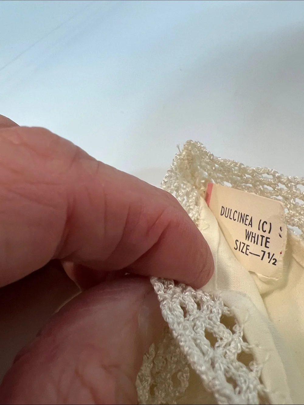 Vintage Crescendo White Dress Gloves Lace Trim Wonder Fabric Size 7½ Mid-Century